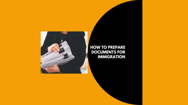 Person organizing immigration documents, featuring a guide on how to prepare documents for immigration applications.